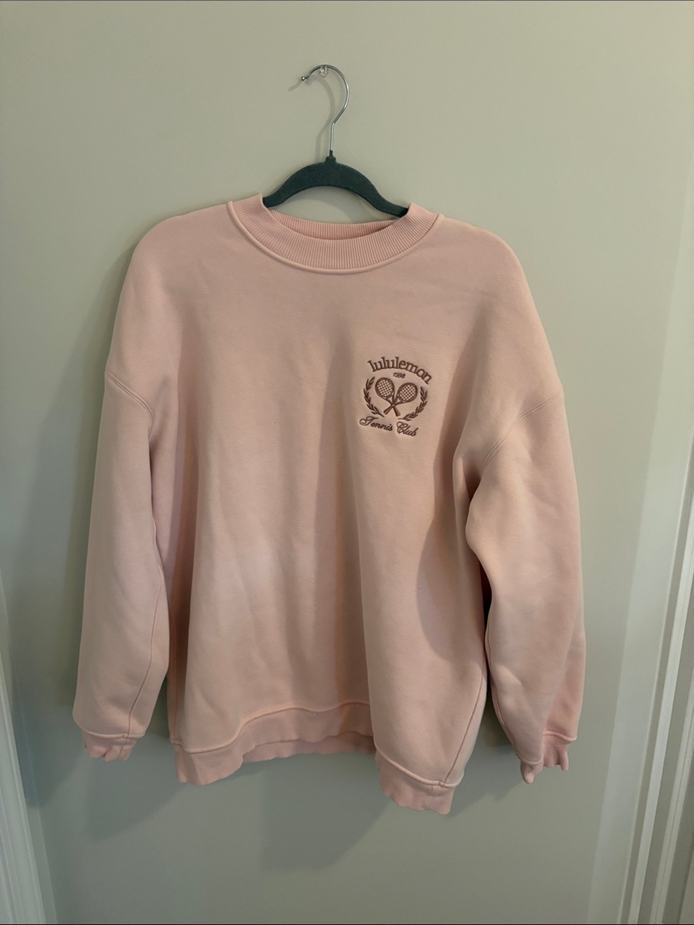 lululemon athletica Light Pink Crewneck Sweatshirt with Tennis Crest